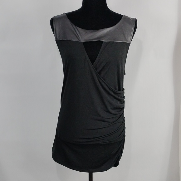 torrid Tops - Torrid Black Faux Leather Keyhole Tank